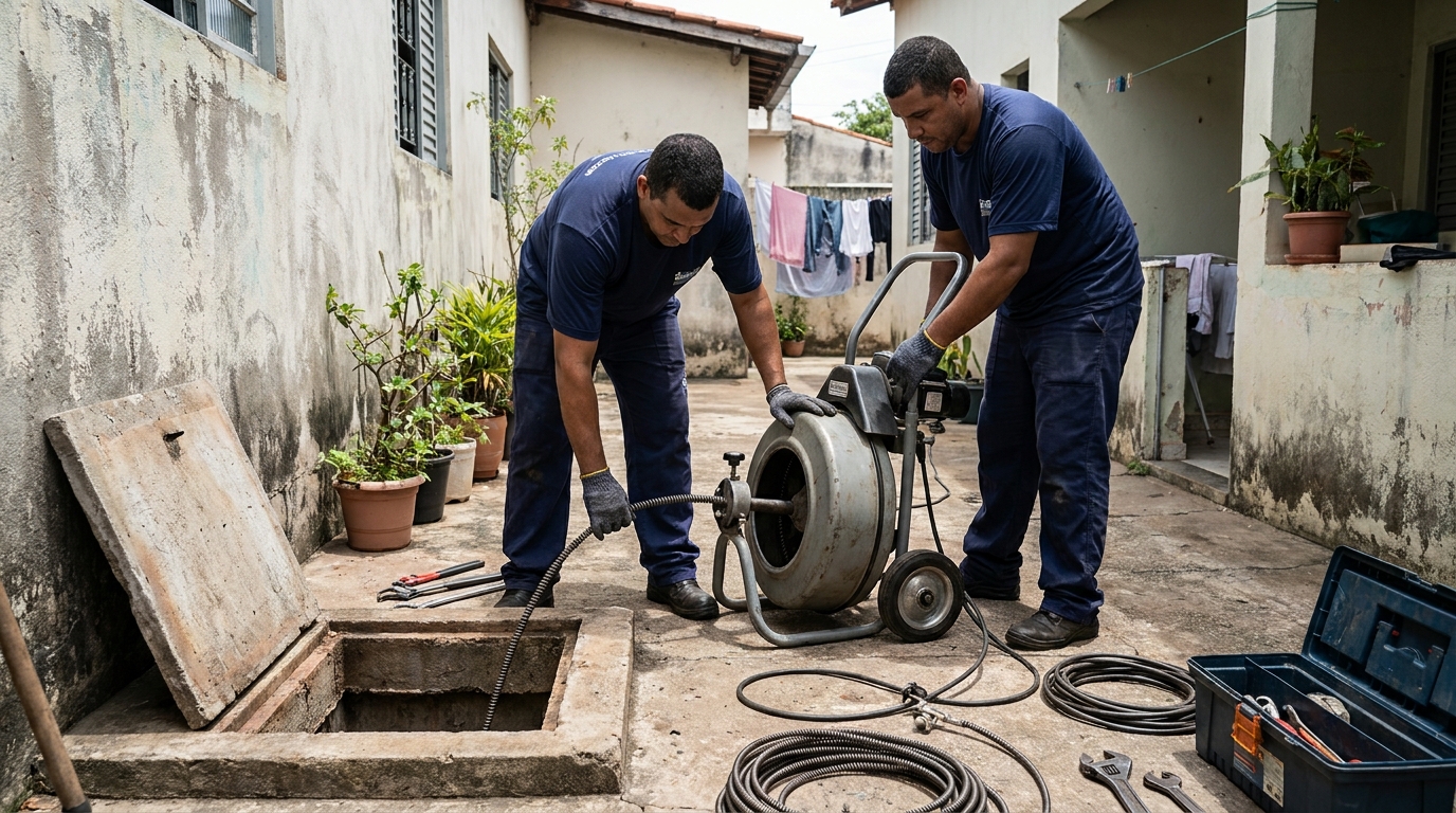 Desentupimento de Coluna Sanitária no Centro, Itajaí‑SC